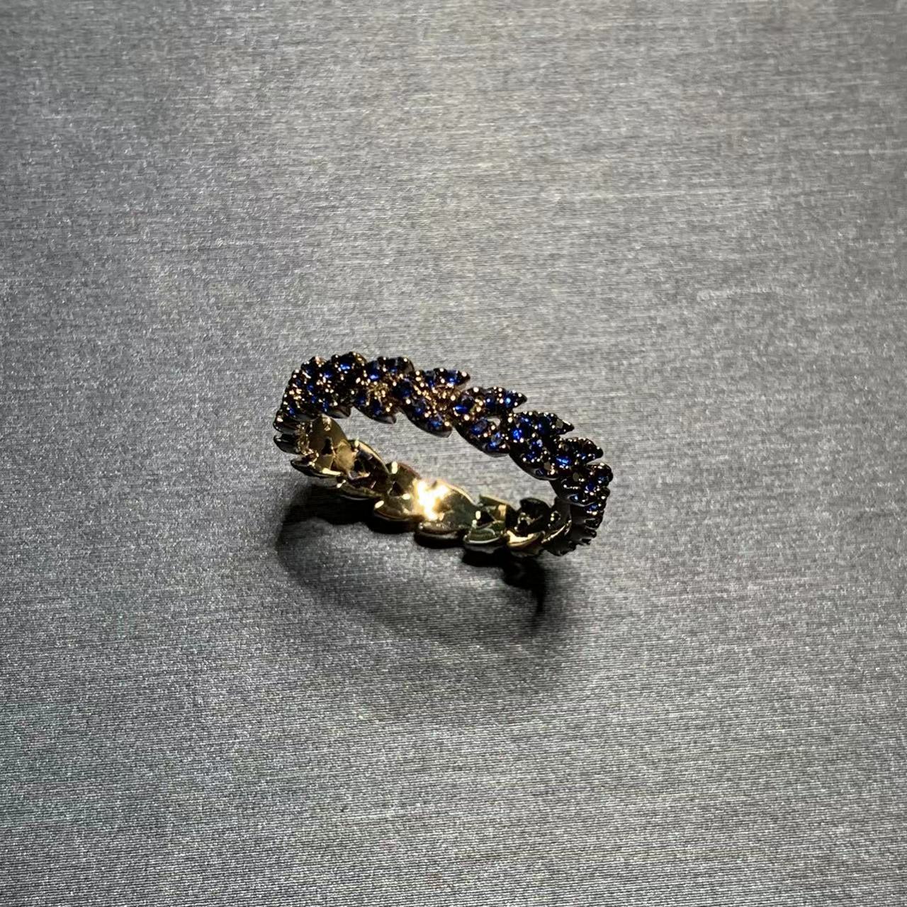 Wheat Ear Ring Female Heart-Shaped Full Diamond Ring Love Ring Light Blue Cn479