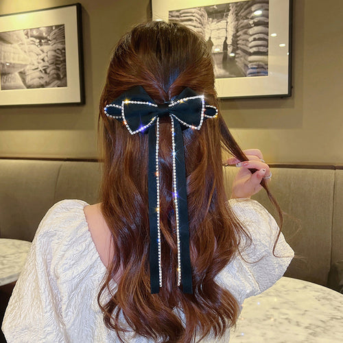 Bow Hair Accessories Rhinestone Hair Band Tassel Hairpin Cn430