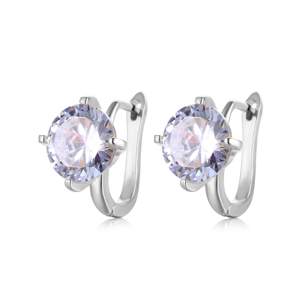 Fashion Round Roebuck Ladies Earrings Zircon Round Ear Clasps Large Diamond Earrings