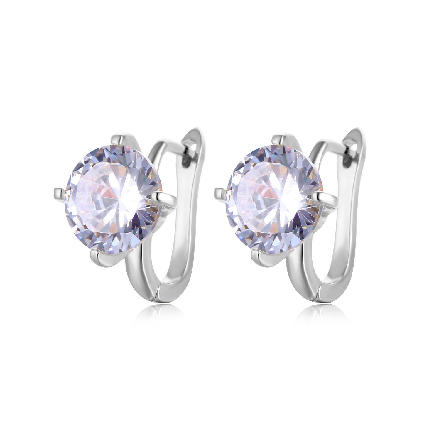 Fashion Round Roebuck Ladies Earrings Zircon Round Ear Clasps Large Diamond Earrings