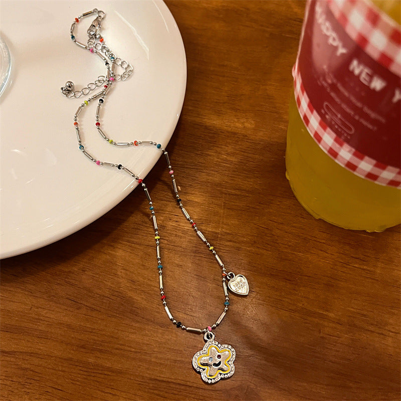 New Trendy Smiley Flower Beaded Necklace Cn549