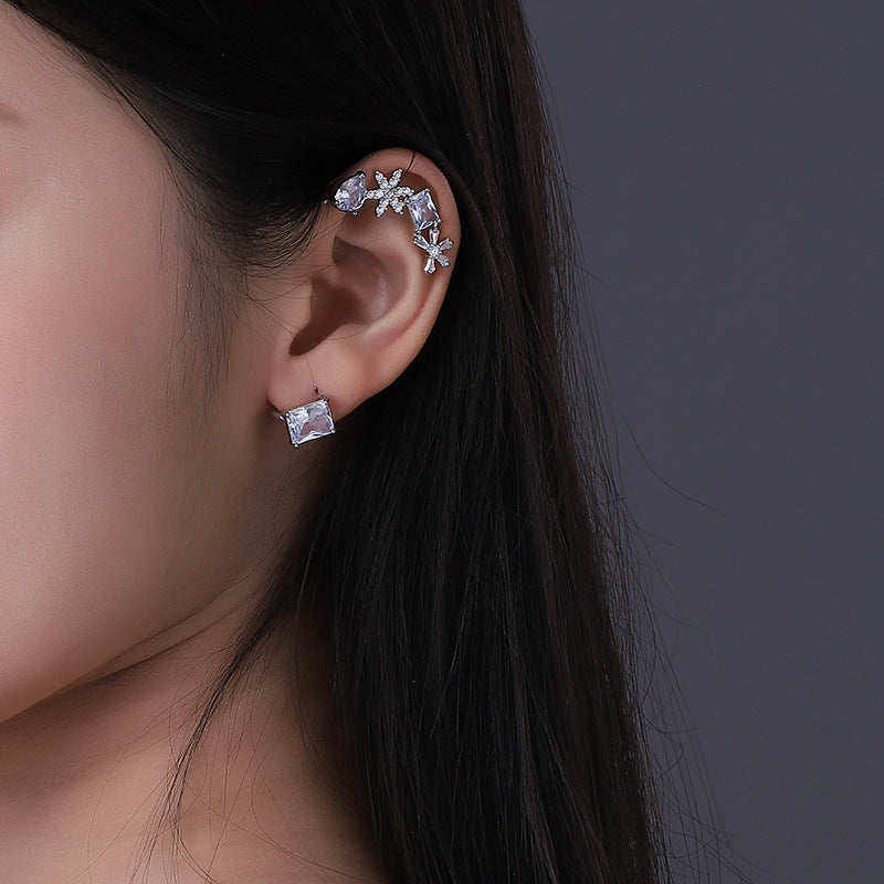 Snowflake Ear Hook Non-Pierced Ear Clip Integrated Earrings Cn512