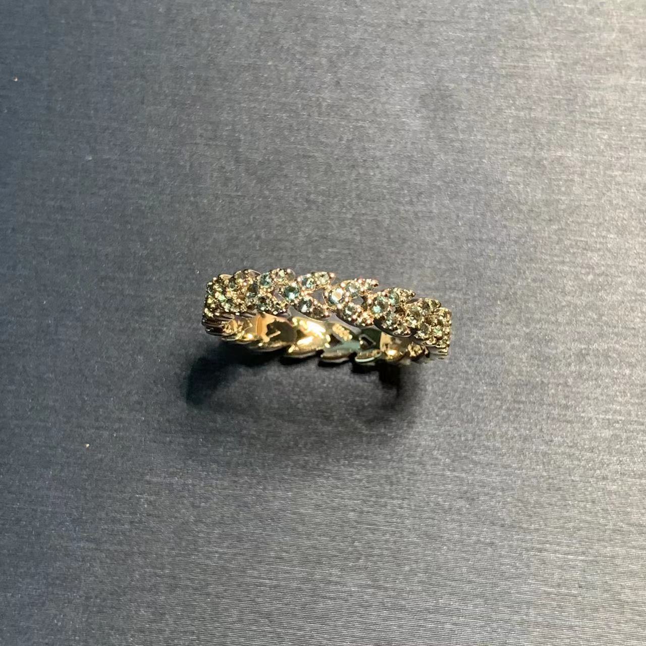 Wheat Ear Ring Female Heart-Shaped Full Diamond Ring Love Ring Light Blue Cn479