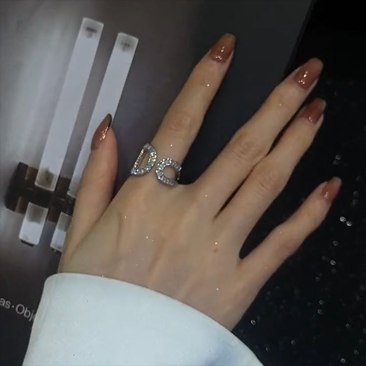 Micro Inlaid Zircon Letter D Ring Cn513