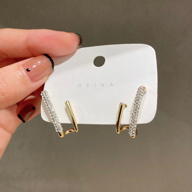 Geometric Rhinestone Light Luxury Earrings Cn428