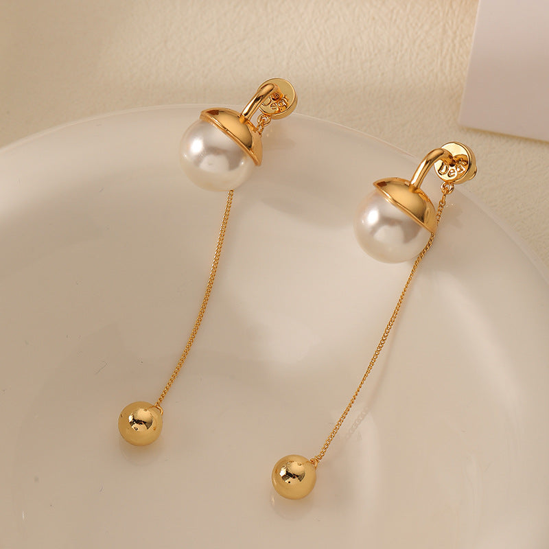 French New One Style for Dual-Wear Long Pearl Earrings Cn561