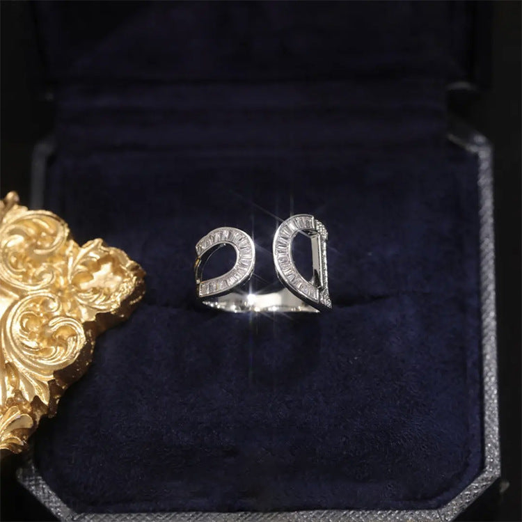 Micro Inlaid Zircon Letter D Ring Cn513