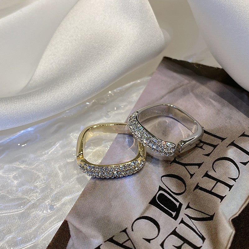 Diamond Square Open Ring Cn469