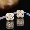 Micro Inlaid Zircon Rotating Four-Leaf Flower Earrings Cn0114