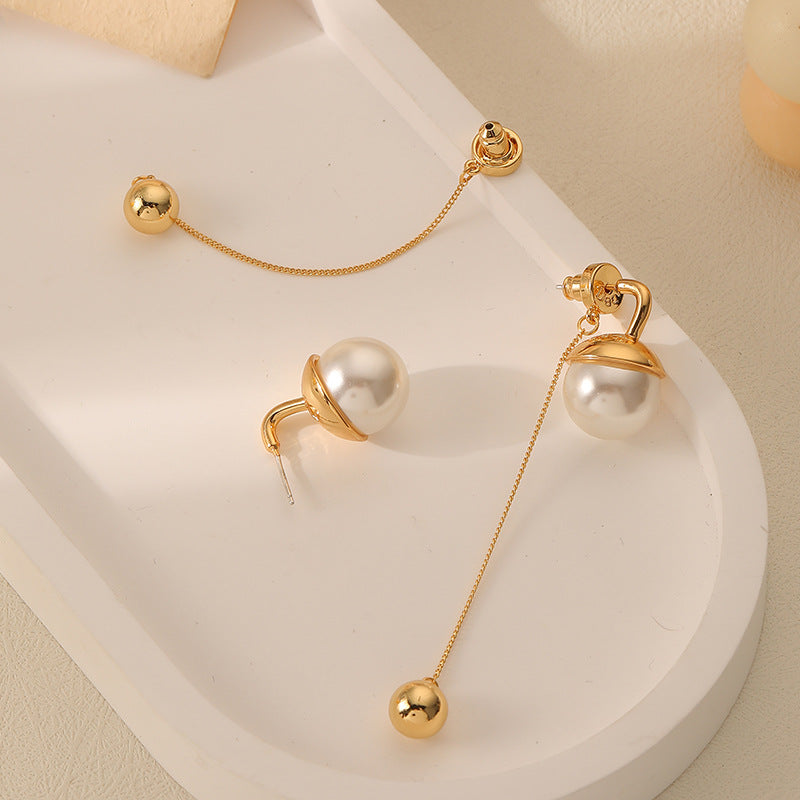 French New One Style for Dual-Wear Long Pearl Earrings Cn561