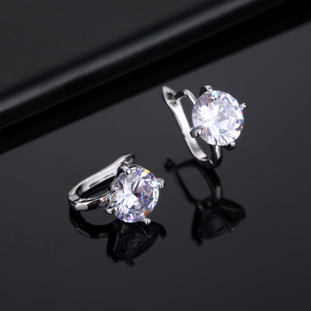 Fashion Round Roebuck Ladies Earrings Zircon Round Ear Clasps Large Diamond Earrings