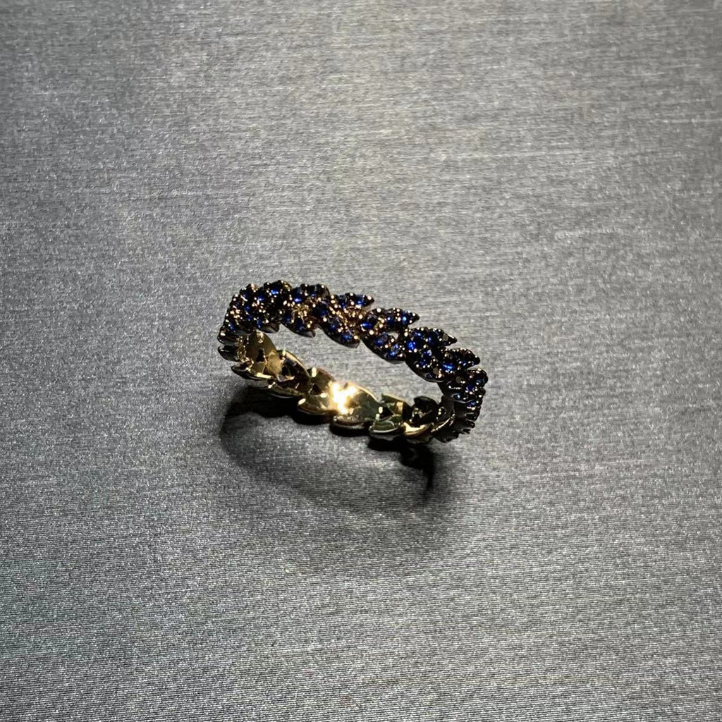 Wheat Ear Ring Female Heart-Shaped Full Diamond Ring Love Ring Light Blue Cn479