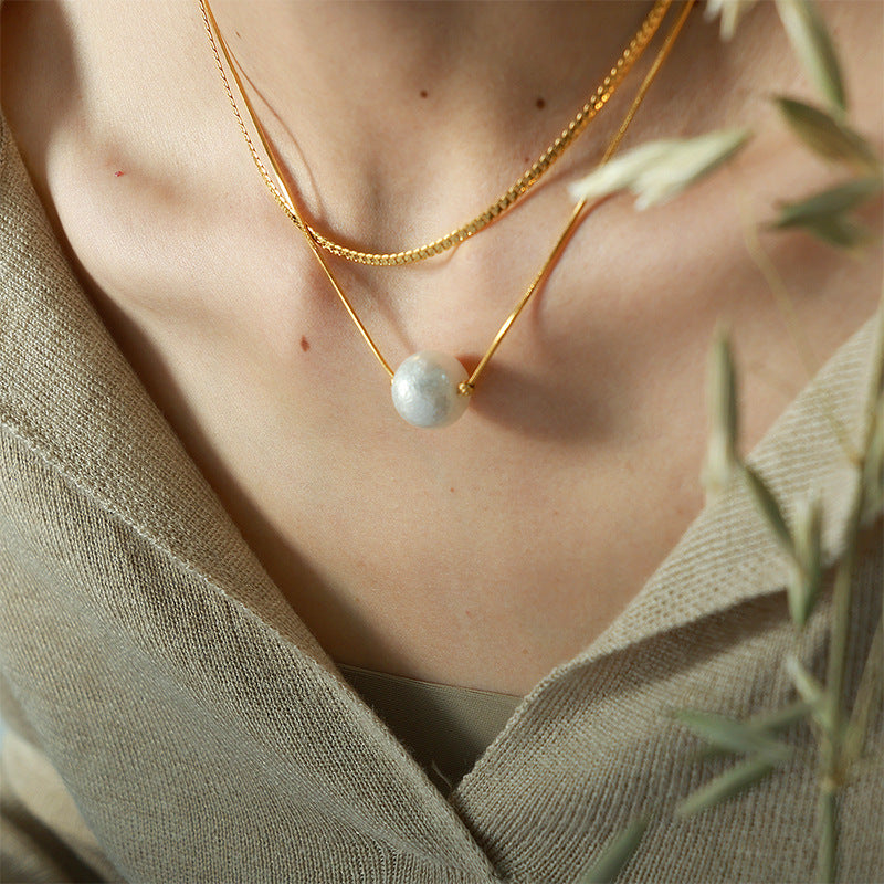 Cotton Bead Pendant Double Layer Blade Chain Jewelry Clip Bead Necklace Can Be Worn Separately Cn559