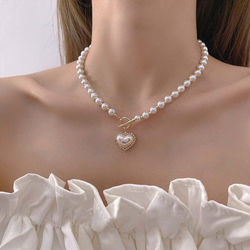 Imitation Pearl Smiley Necklace Cn495