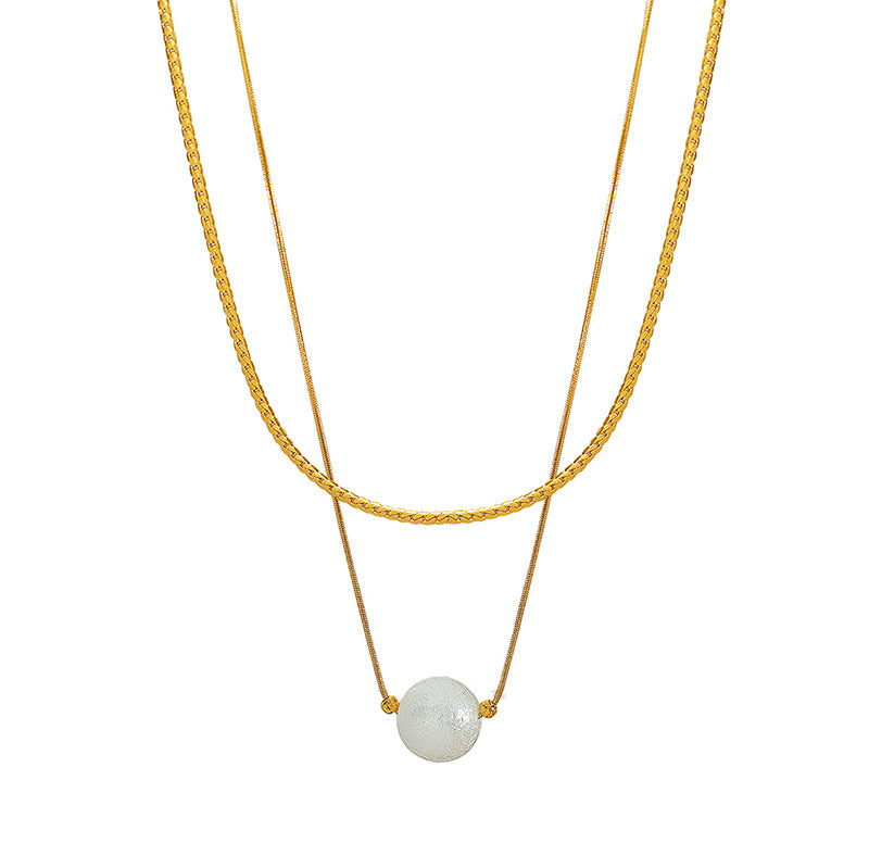 Cotton Bead Pendant Double Layer Blade Chain Jewelry Clip Bead Necklace Can Be Worn Separately Cn559