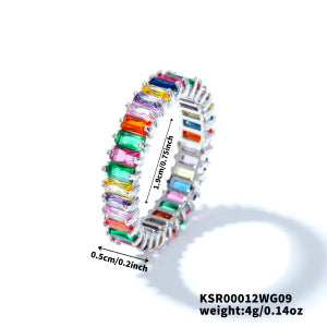 Diamond Ring Jewelry Colorful Zircon Geometric Ring Rainbow Ring