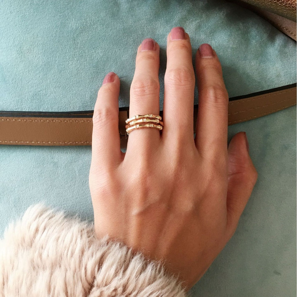 Tough Bamboo Ring Female 18K Gold Cn509