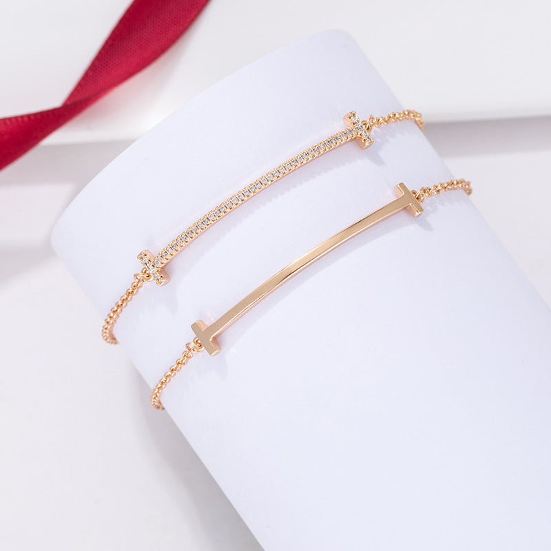 Smiley Face Bracelet V Gold Plated 18K Rose Gold Smile Diamond Bracelet Cn535