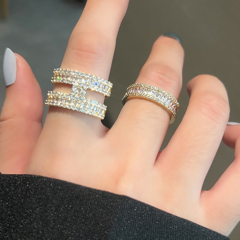 Fashion Vintage Zircon Gold Ring Cn416