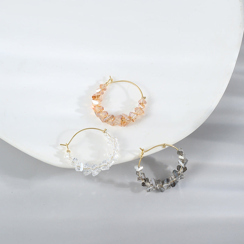 Geometric Three-Color Crystal Stud Earrings Cn0116