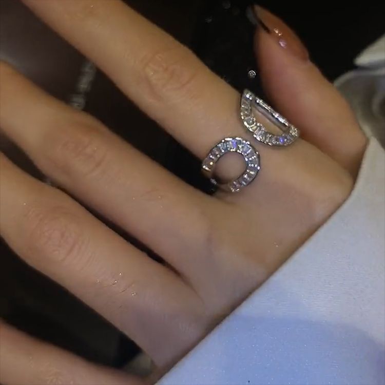 Micro Inlaid Zircon Letter D Ring Cn513