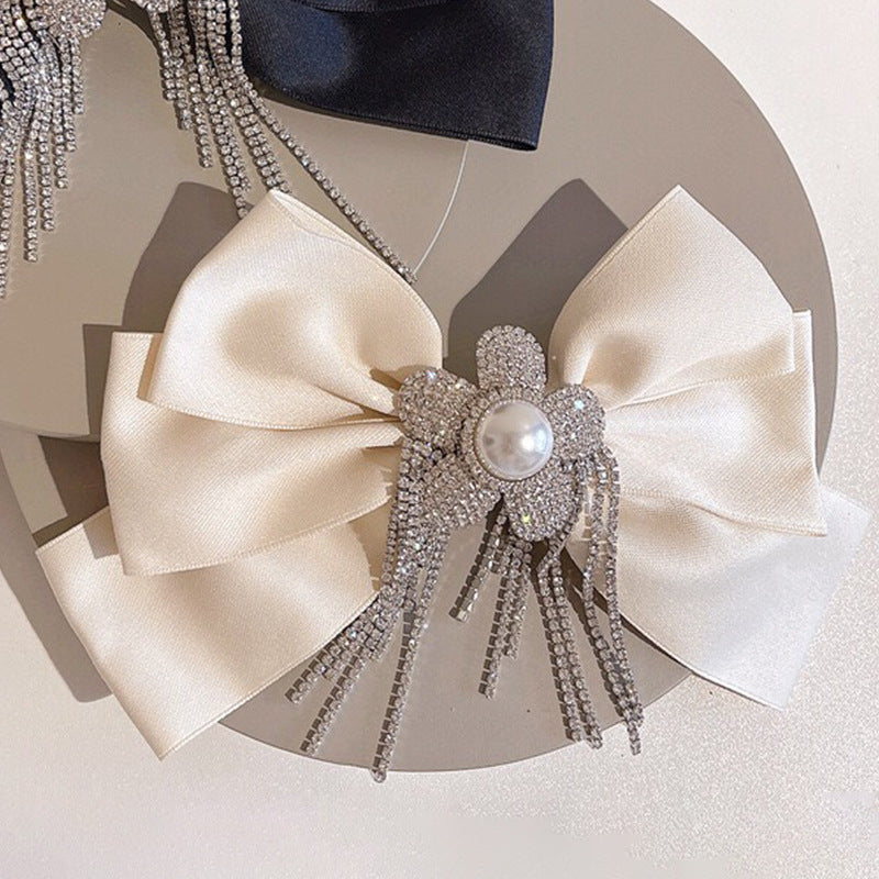 Multilayer Bow Barrettes Rhinestone Flower Ponytail Spring Clip Cn421