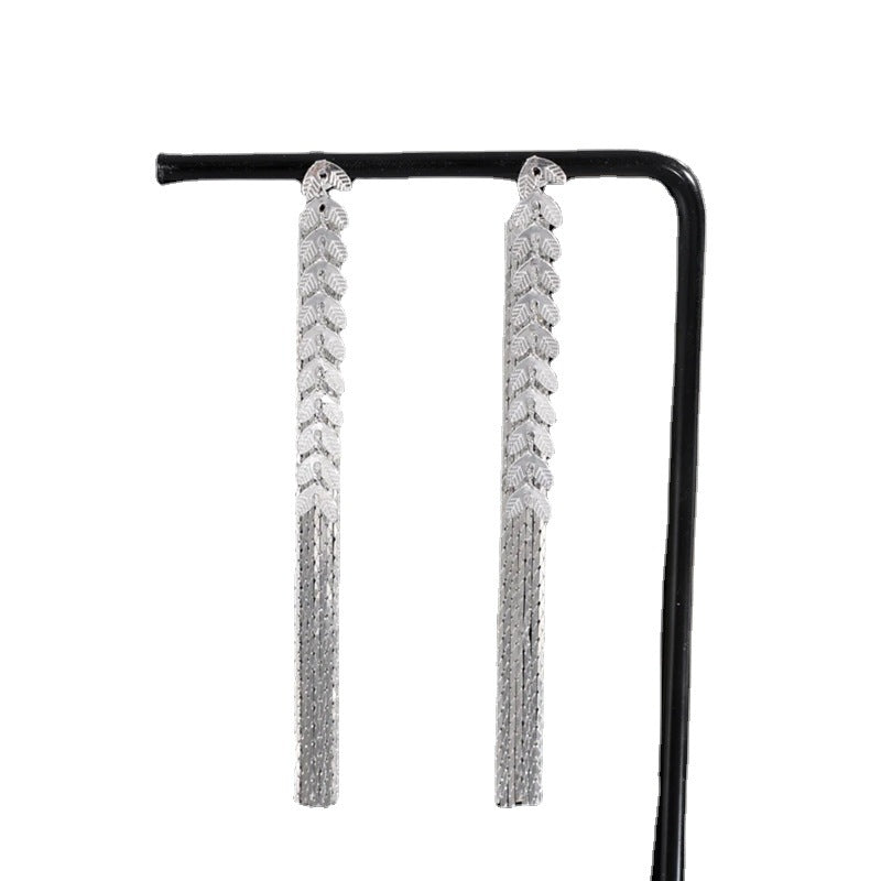 Wheat Tassel Long Earrings Dual-Wear Cn0311