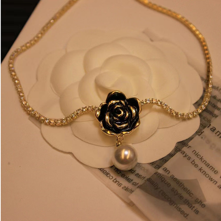 Camellia Rhinestone Necklace Cn504