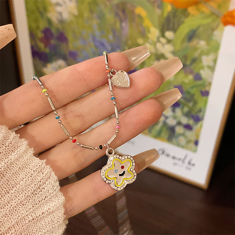 New Trendy Smiley Flower Beaded Necklace Cn549
