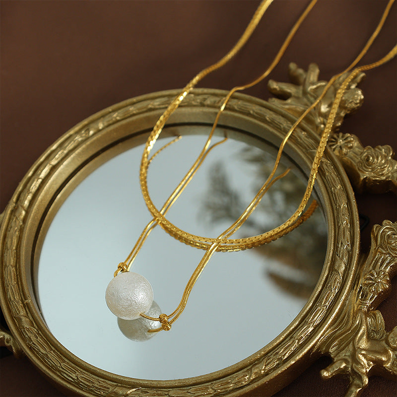 Cotton Bead Pendant Double Layer Blade Chain Jewelry Clip Bead Necklace Can Be Worn Separately Cn559