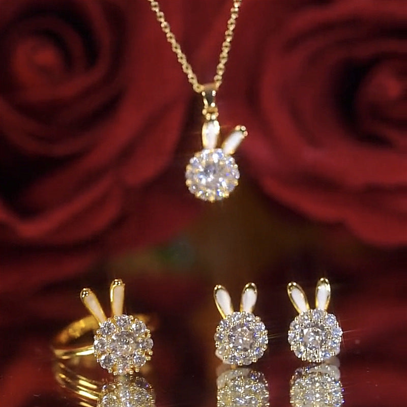 Rhinestone Rabbit Stud Earrings Cn0099