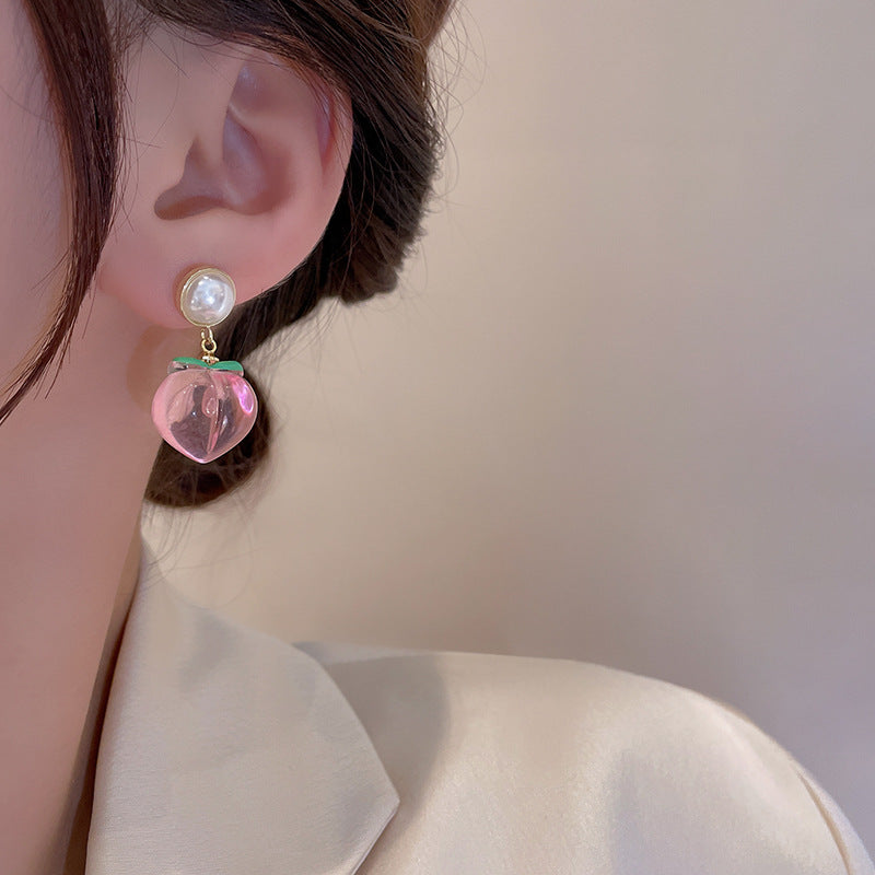 Pink Peach Earrings Pearl Earrings Cn520