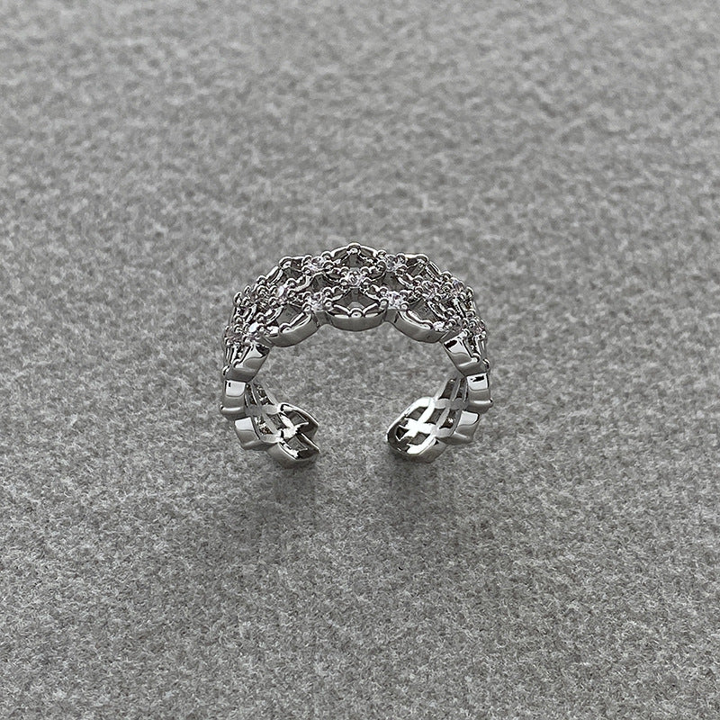 Woven Diamond Open Ring Cn467