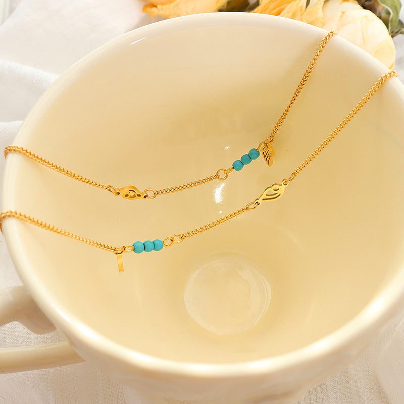 Cold style road turquoise wings anklet jewelry easiest for matchelegant titanium steel gold plated