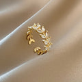 Crystal Leaves Light Wind Ring Cn445