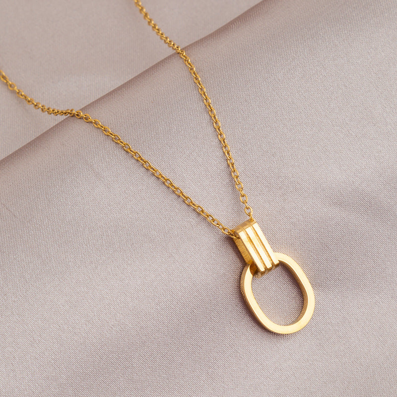 Oval Titanium Steel No Fading Necklace Cn0250