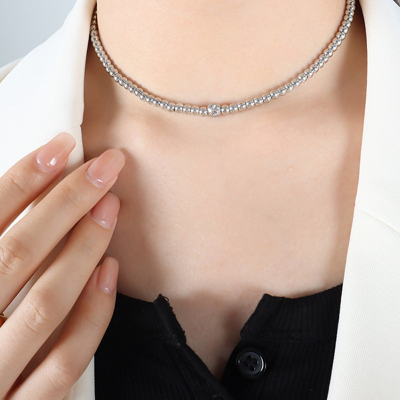 Beaded Necklace Exquisite Bracelet Zircon Pendant Jewelry Set Cn0299