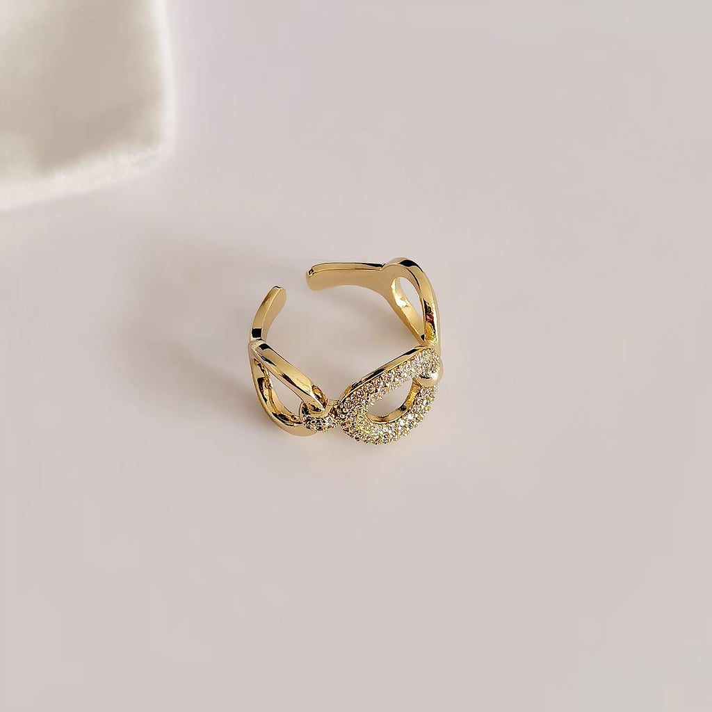 Diamond-Embedded Advanced Cold Wind Open Ring Cn419