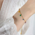 Rainbow Diamond Zircon 18K Gold Bracelet Necklace Cn0203