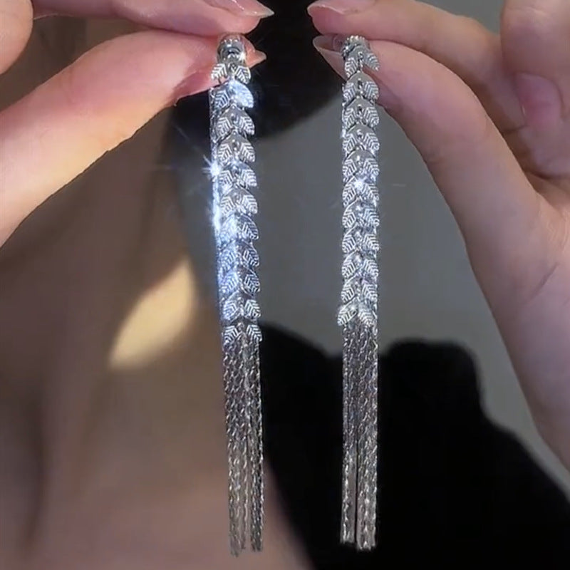 Wheat Tassel Long Earrings Dual-Wear Cn0311