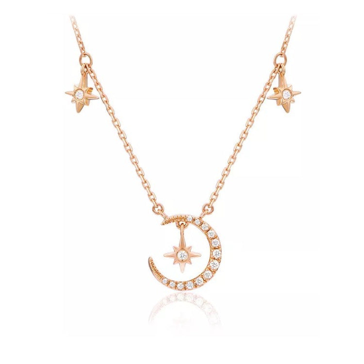 Micro-Inlaid Star and Moon Necklace Clavicle Chain Cn463