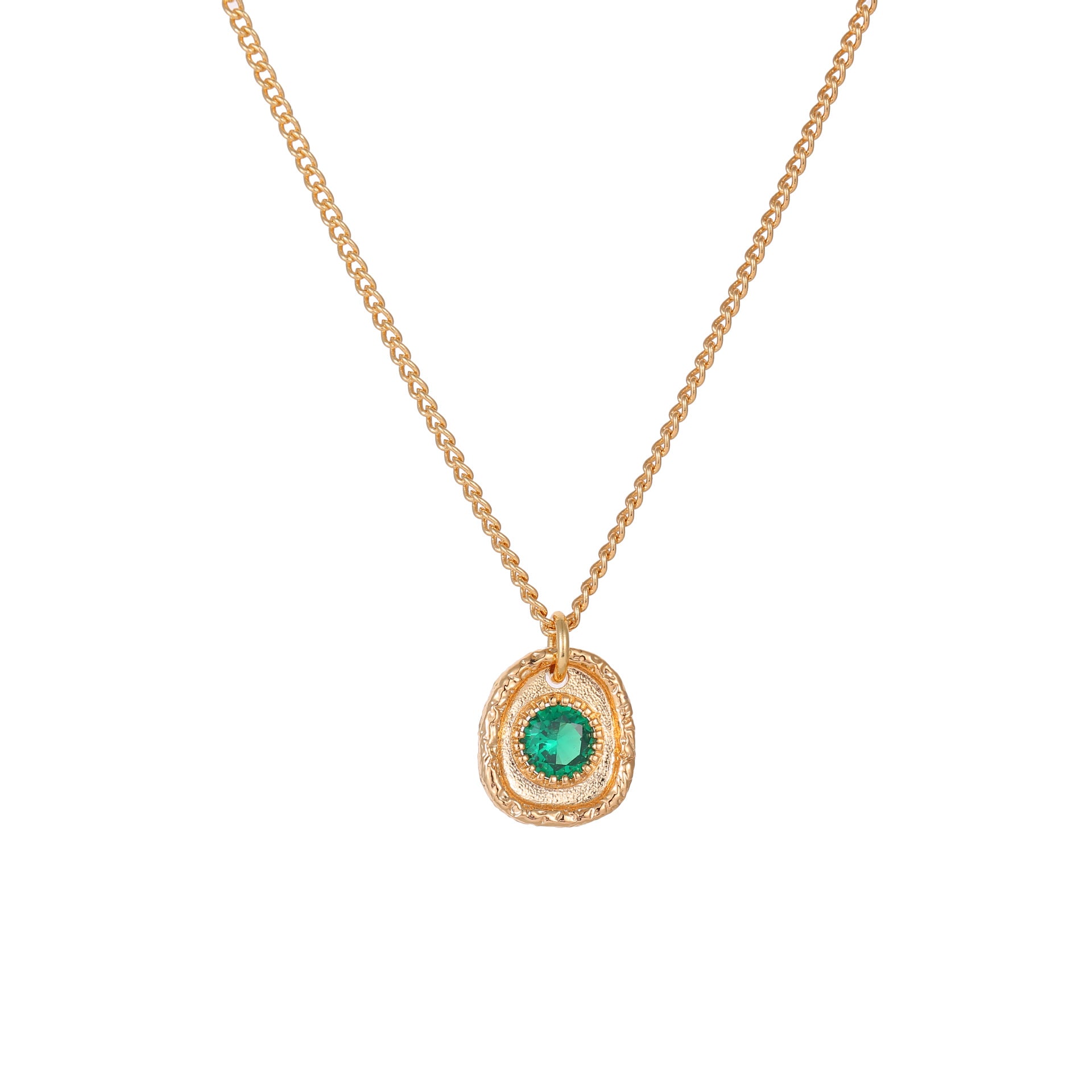 Copper-plated 18K gold light luxury retro inlaid zircon emerald square pendant bracelet necklace collarbone chain