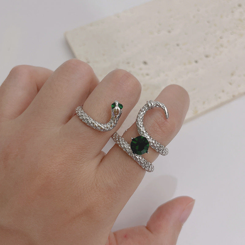 Green Rhinestone Snake Ring Cn0222