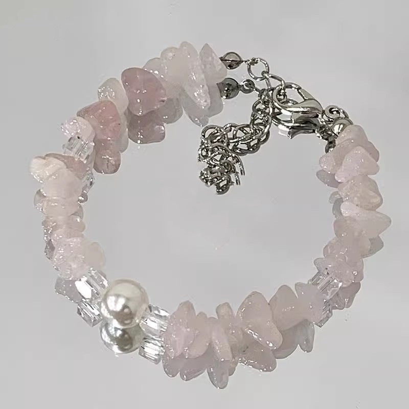 Irregular Pink Gravel Beaded Bracelet Cn323