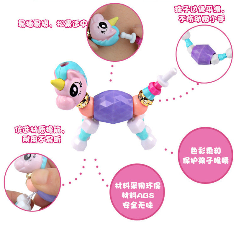 Diy Children Girl Variety Bracelet Elf Magic Animal Children Puzzle Beads Twist Deformation Bracelet Ornament Cn555