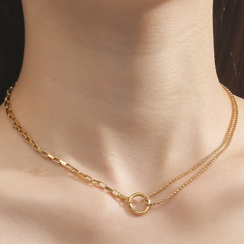 round Beads Stainless Steel Clavicle Chain Cn0290