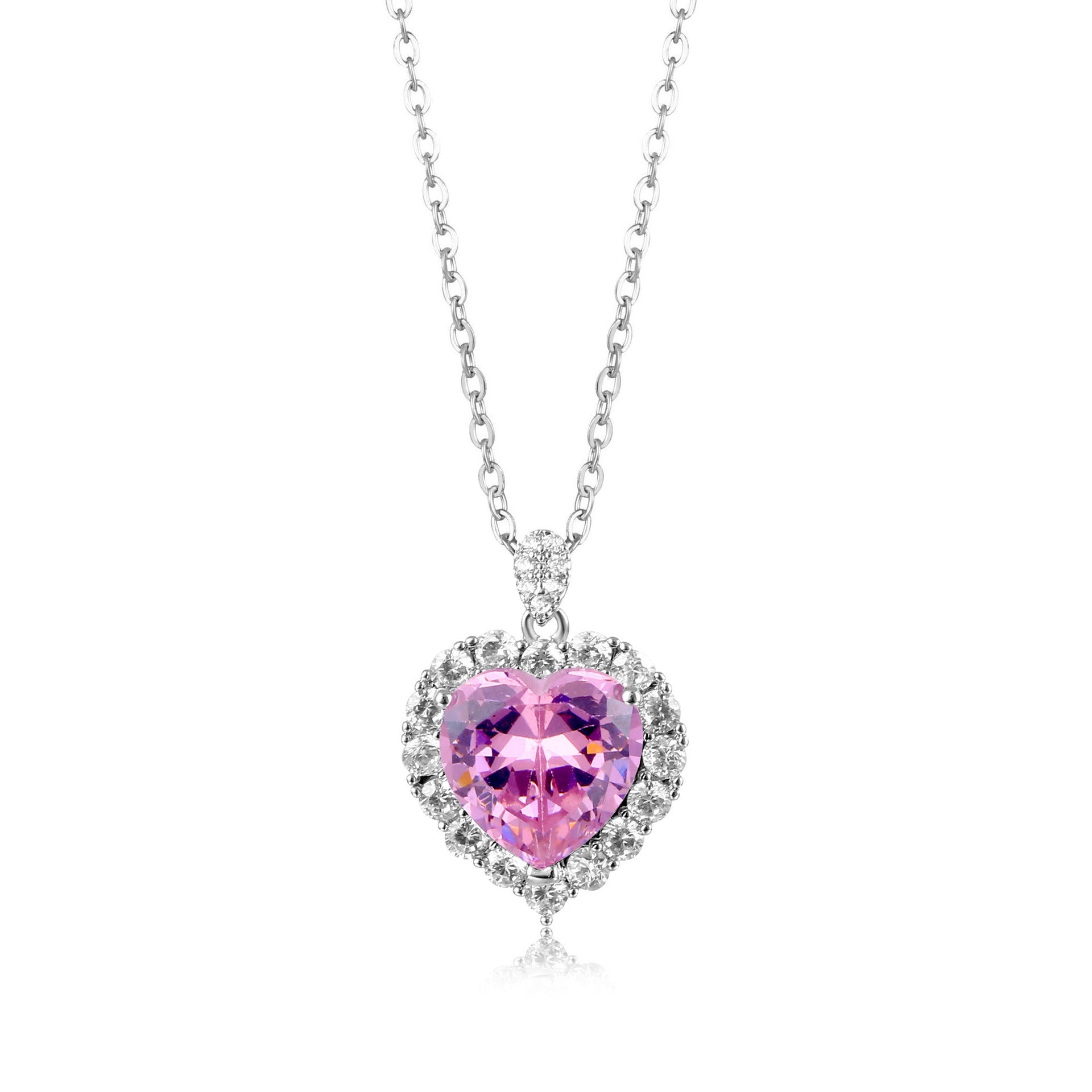 Heart of the Ocean Zircon Necklace, Ladies Clavicle Chain Single Zirconium Love Heart Pendant
