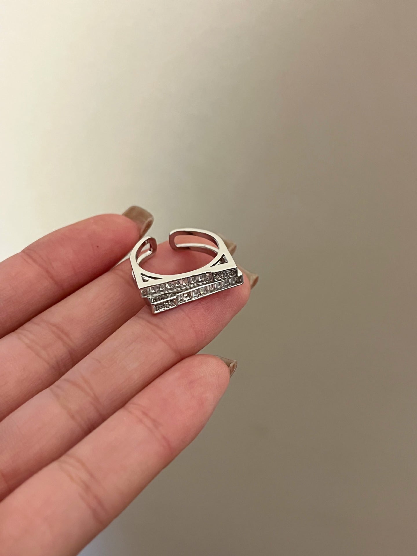 Double-Layer Micro Inlaid Zircon Open Ring Cn0202