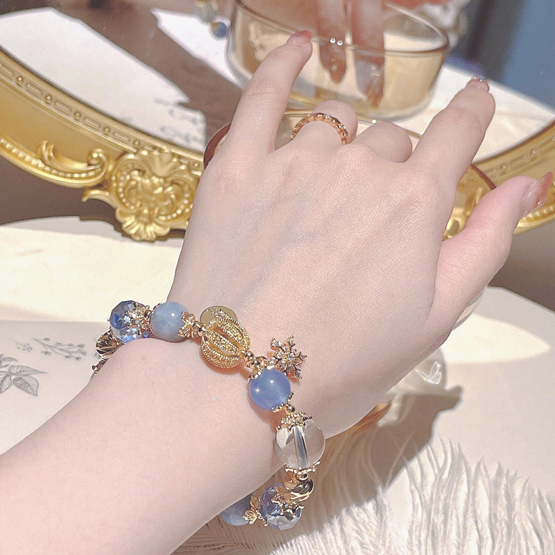 Gelang manik-manik biru safir Cn325