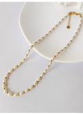 Hong Kong style does not fade light luxury double-layer freshwater pearl necklace wholesale does not fade female collarbone chain titanium steel jewelry